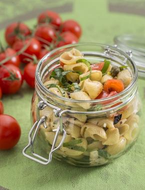Salade de coquilles tomate mozzarella basilic