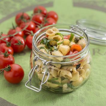 Salade de coquilles tomate mozzarella basilic